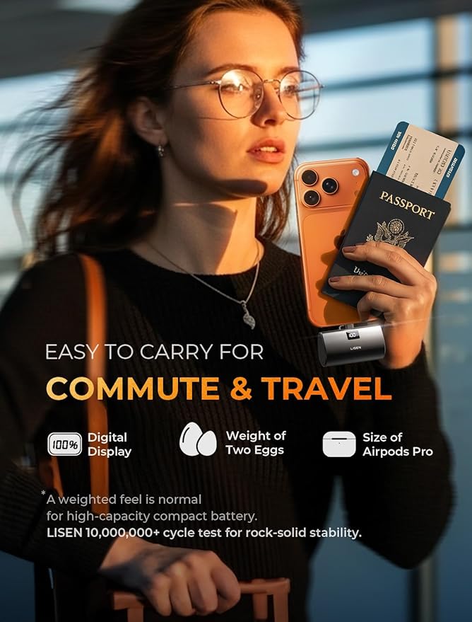 LISEN Mini Portable Charger 7000mAh Power Bank for iPhone 17 Pro Max Air 16 15, 22.5W PD Fast Charging Power Bank, Small Portable Charger USB C Samsung Google Pixel 9 iPad Pro/Air AirPods, Dark Grey