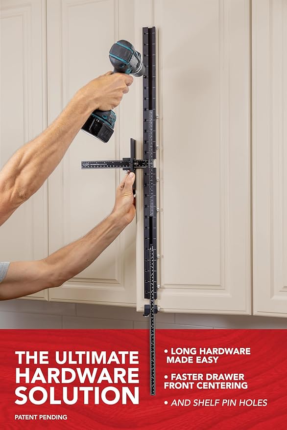 True Position Tools MAX Cabinet Hardware Jig - Install Long Pulls and Shelf Pin Holes - Made in USA - Hand Calibrated