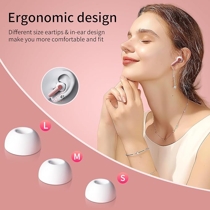Wireless Earbuds, Bluetooth 5.3 Headphones LED Power Display, 2025 New Wireless Earphones, 4 ENC Noise Cancelling Mic, HiFi Stereo, 48H Playtime Mini Case IP7 Waterproof for iOS Android