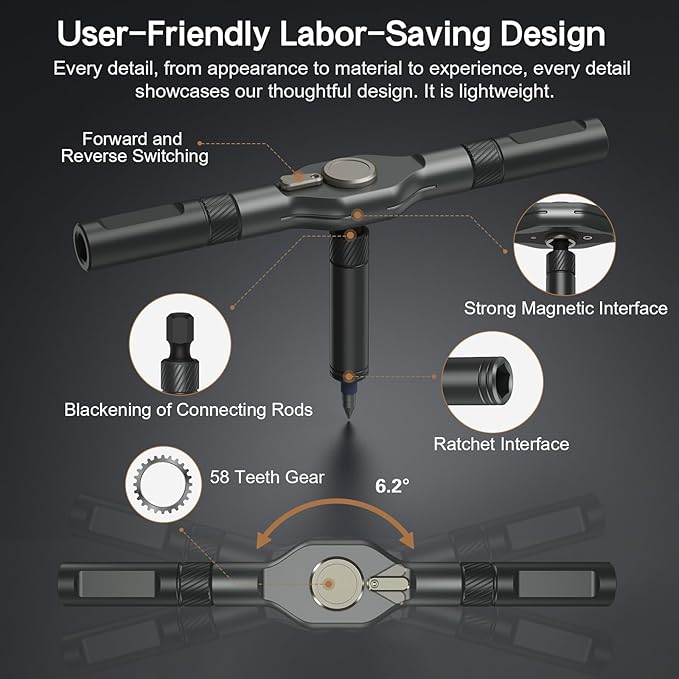 42 in 1 Magnetic Screwdriver Set, DIY Ratchet Screwdriver Set, Multi Bit Magnetic Drive Set with Detachable Ratchet Handle, Portable Compact Repair Tool Kit for Furniture Computer Bicycle Gray