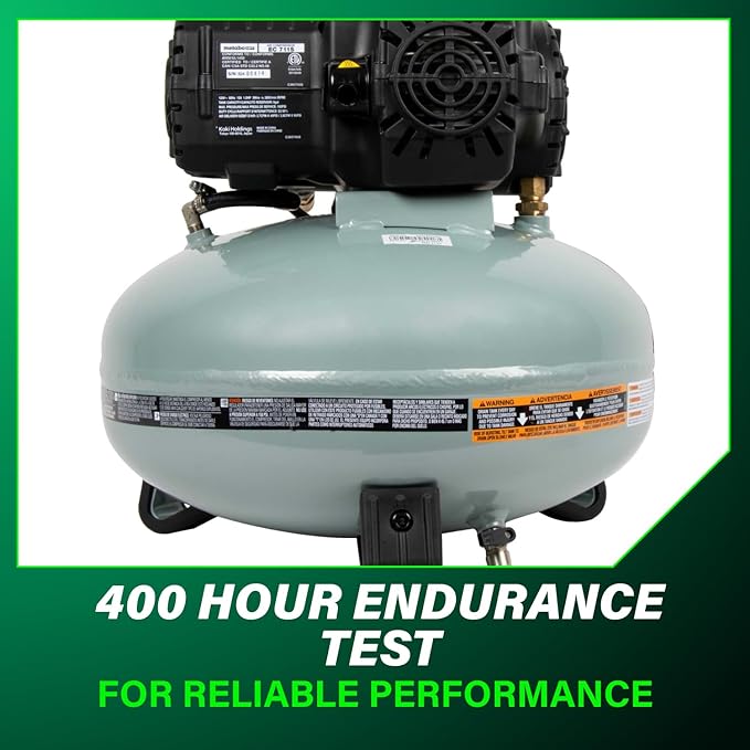 Metabo HPT Pancake Air Compressor, 6-Gallon 165PSI, Portable Air Compressor with 1.0 HP Oil-Free High Efficiency Motor, Lihghtweight, Quick Couplers for Fast Tool Changes, EC711S