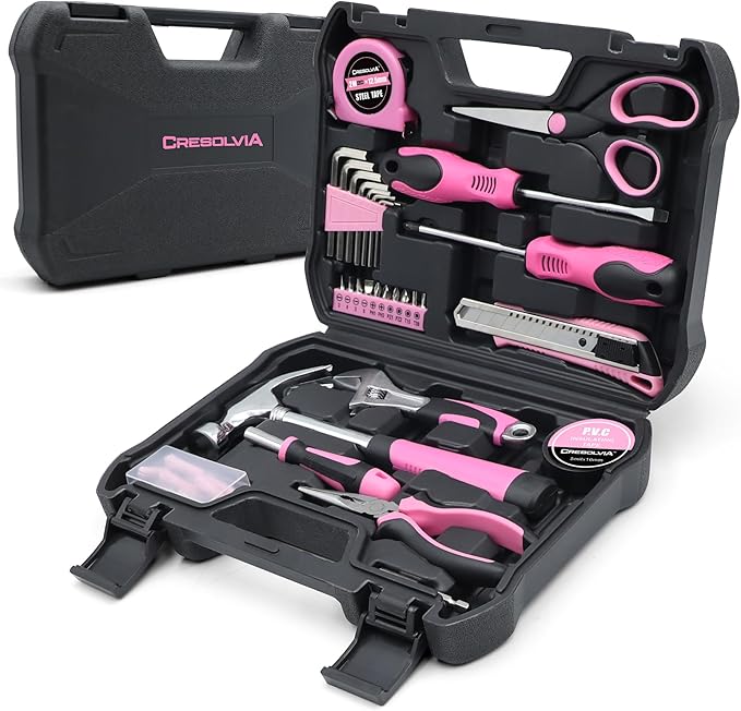 Pink Tool Kit 69 Piece Tool Kit for Women Small Basic Hand Tool Box Home Tool Set Perfect for Ladies and Girls with General Home Repairs, DIY Project,Office and College Dormitory Use