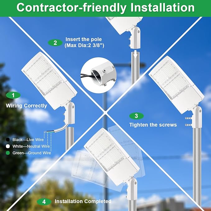 480V 150W LED Parking Lot Light, 5000K 21000LM(140lm/w) LED Shoebox Area Light - Slip Fitter Mount, Dimmable Commercial Street Lighting, Surge Protection Built-in, AC277-480V UL DLC Listed