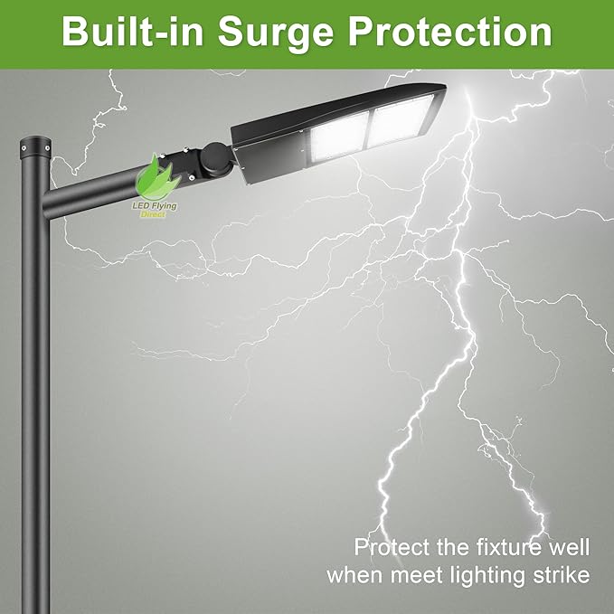 480V 300W High Voltage LED Street Light, Parking Lot Pole Lights, LED Area Shoebox Light 42000LM 1000W MH/HPS Equiv. 5000K AC 277-480V DLC UL cUL (Dark Brown Housing Slip Fitter Mount)