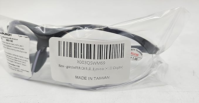 grinderPUNCH Full Lens Magnification Safety Glasses with Black Frame | Clear Lens | | Magnifying Reading Eyewear