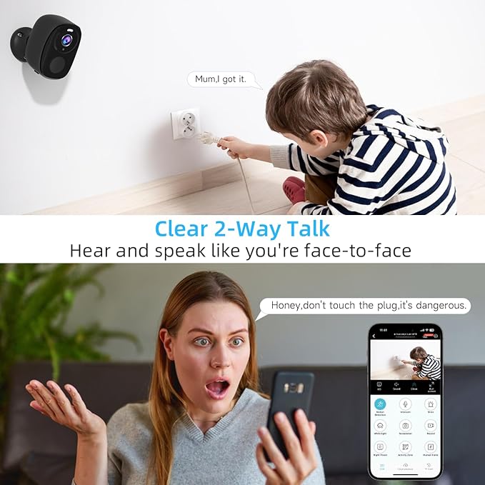 Rraycom 5G/2.4G WiFi Security Cameras Wireless Outdoor, 2K Battery Powered AI Motion Detection Siren Alarm Home Indoor Camera,Color Night Vision, 2-Way Talk, IP65 Waterproof, Works/Alexa, Cloud/SD