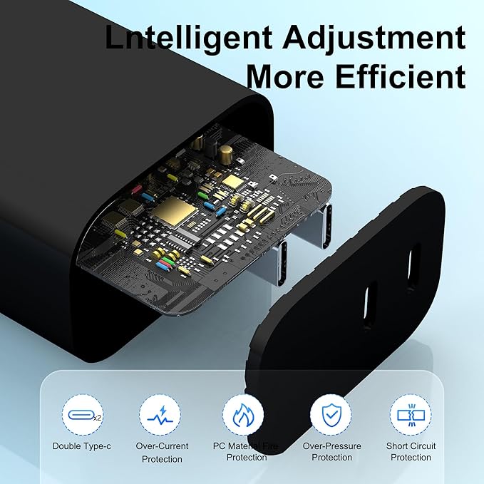 USB C Charger,Dual Port USB C Fast Charging Block，Type C Wall Charger Plug for iPhone 15/14/13/12/11/ Pro Max/Plus/Xs Max/XR/X,iPad Pro/Samsung Galaxy(20W)