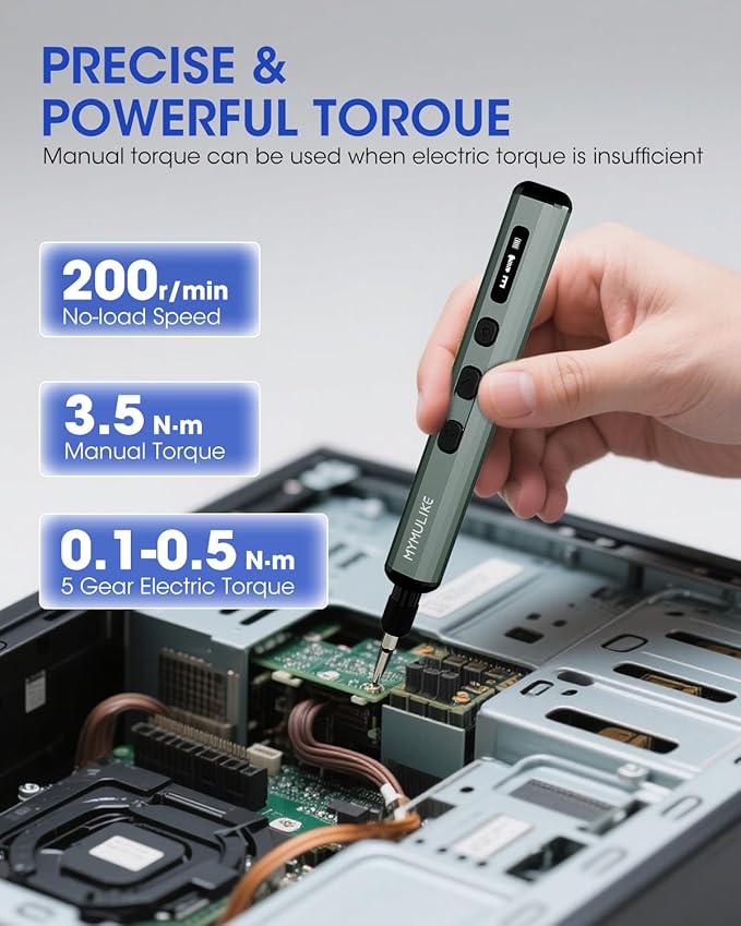 Mini Electric Screwdriver Set, 78 in 1 Small Precision Screwdriver Kit, 65 Preicison Bits, 5 Torque Settings, 4 LED Lights, Magnetic Portable Repair Tool Kit for PC RC Electronic, Watches