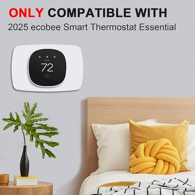 AUURIO Thermostat Wall Plate Compatible with 2025 ecobee Smart Thermostat Essential Trim Kit Increased Decorative Coverage Stylish Programmable WiFi Thermostat Accessory Trim Plate Easy Installation