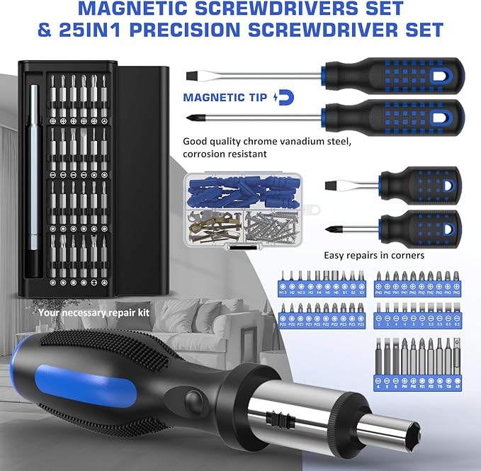 326-PCS Home Tool Kit - Portable Basic Home Repair Tool Set - General Complete Household Outils Box with Hot Glue Gun & Drawer Storage Case for Men Women Homeowner Diyer Handyman