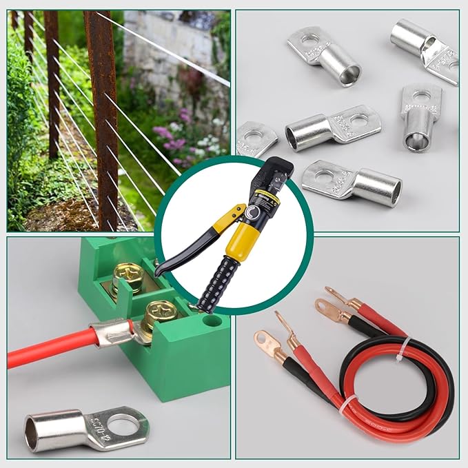 Hydraulic Crimping Tool, Wire Crimping Tool, Cable Crimper Tool, 9 Pairs of Crimping Dies, Hydraulic Crimper for Electrical Copper and Aluminum Terminals Cable Wire