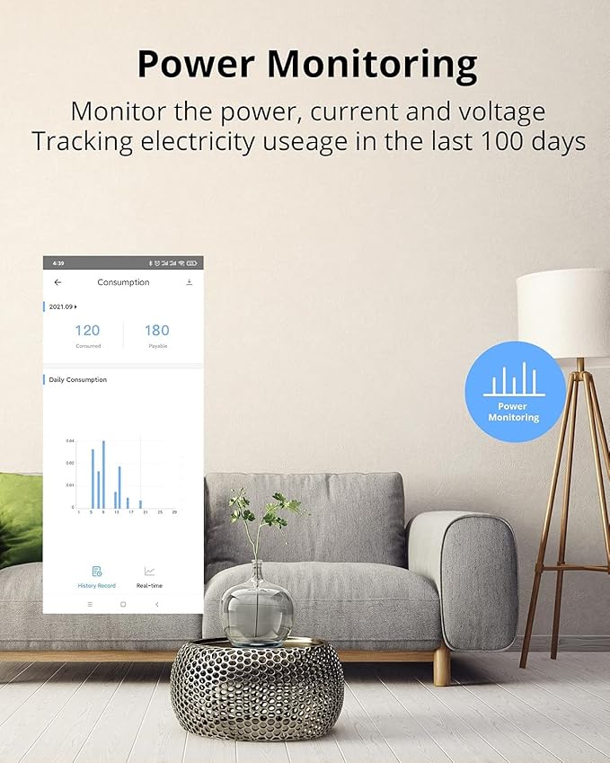SONOFF S31 WiFi Smart Plug with Energy Monitoring, 15A Smart Outlet Socket ETL Certified, Work with Alexa & Google Home, IFTTT Supporting, 2.4 Ghz WiFi Only (2-Pack)