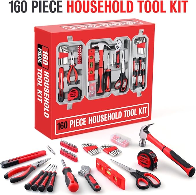 WINNER 160-Piece All-Purpose Household Tool Kit in Delicate Toolbox, Suitable for Both Male and Female, Great for Common Home Repairs, House DIY Project, Garage, Office, Housewarming and Birthday Gift
