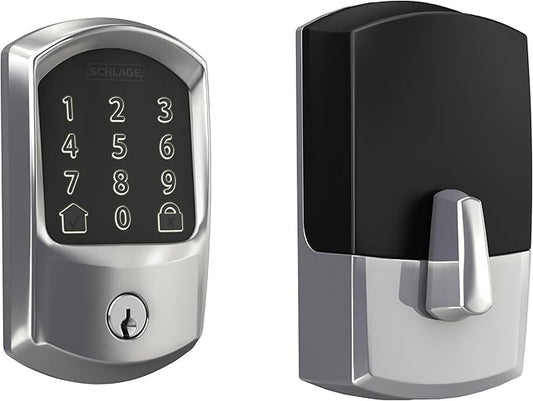 SCHLAGE BE489WB GRW 625 Encode WiFi Deadbolt Smart Lock, Keyless Entry Touchscreen Door Lock with Greenwich Trim, Bright Chrome