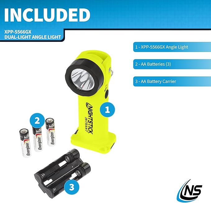 Nightstick XPP-5566GX Intrant Intrinsically Safe Dual Angle Light - 3 in 1 Flashlight, Floodlight, Dual-Light - 8 Brightness Modes - Green