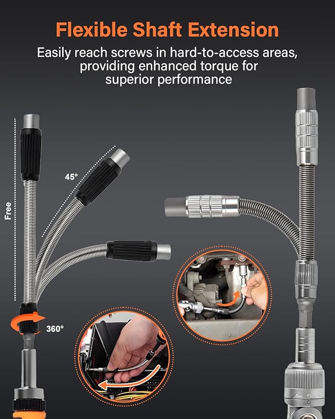 Ratcheting Screwdriver Set, 68 in 1 Socket Set & Magnetic Screwdriver Bit Set with Rotatable Ratchet Handles, Extensions Bar and Storage Case for Phone, Computer, Bike, Car, Electronics Maintenance