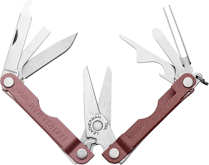 LEATHERMAN, Micra, Keychain Multi-tool with Grooming Tools, Mini Pocketknife for Everyday Carry (EDC), Hobbies & Outdoors, Built in the USA, Heathered Blush