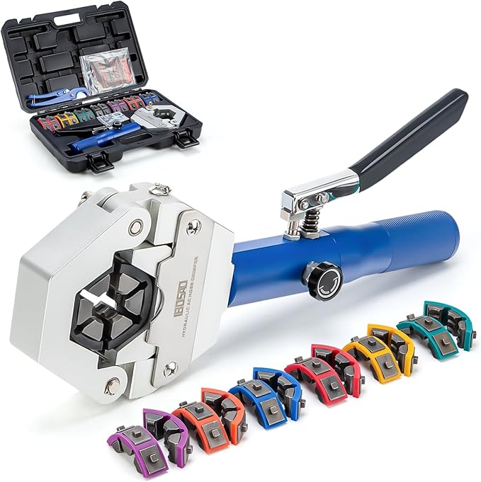 IBOSAD Hydraulic AC Hose Crimper Hydra-Krimp 71500 Manual A/C Hose Crimper Kit Air Conditioning Repaire Handheld Hydraulic Hose Crimping Tool for BH Air Conditioner Hose & Beadlock A/C Fittings
