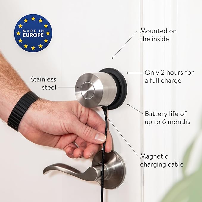 Nuki Smart Lock Keyless Entry WiFi Electronic Deadbolt with Auto-Unlock, App Control, Remote Access, Easy Installation, Smart Home for Front Door, Home & Rentals