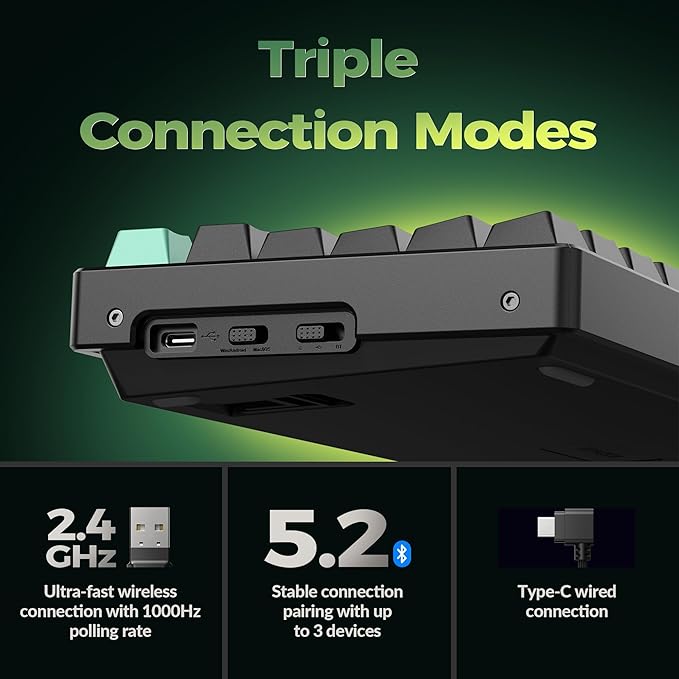 Keychron K8 HE TKL Wireless Mechanical Keyboard Hot Swappable Hall Effect Magnetic Switches 2.4 GHz/Bluetooth/Wired QMK/VIA Custom RGB Backlit for Mac Windows Linux-Black