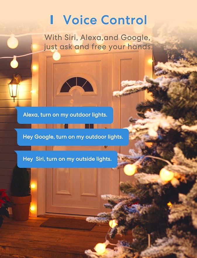 meross Outdoor Smart Plug Compatible with Apple HomeKit, Siri, Alexa, Google Assistant and SmartThings, Waterproof Outdoor Outlet, Remote & Voice Control, Timer, FCC and ETL Certified