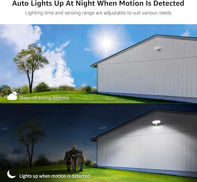 Lepro LED Security Lights, Outdoor Motion Sensor Light, Flood Lights with 3 Adjustable Heads, 270° Wide Lighting Angle, 27W 3200LM Super Bright, IP65 Waterproof for Yard Porch Garage, White