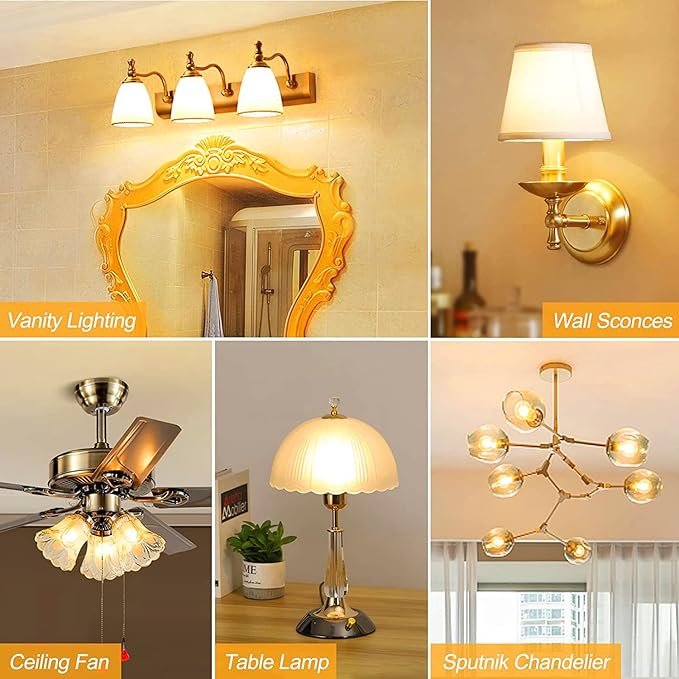 Leools E26 LED Bulb 4W Equivalent e26 led Bulb 40 Watt Dimmable Warm White 2700K E26 Frosted Edison Bulb AC120V 400lm Tubular T14 T45 LED Bulb for Pendant, Sputnik,Vanity,Chandeliers Pack of 6