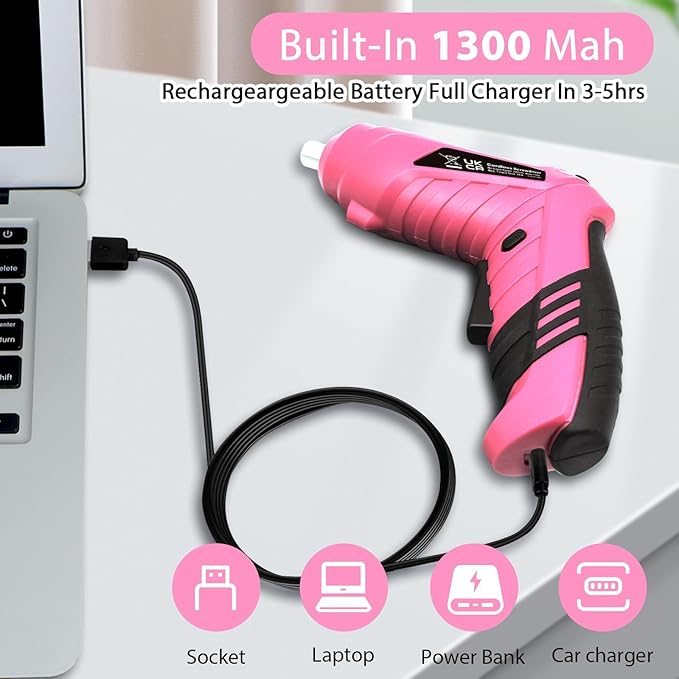 MQFORU Cordless Power Screwdriver Electric screwdrivers Rechargeable Set, Battery Powered Screwdriver Kit Including 47pcs Bits, Pivoting Handle and LED Lights Small Drills Cordless