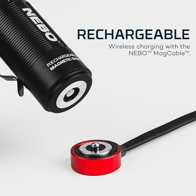 NEBO SWYVEL 1000 Lumen Rechargeable Flashlight | 5 Light Modes, Rotating Swivel Head, Pocket Size Work Light, Magnetic Base & Steel Clip, Water Resistant, Includes Wireless USB Charging Dock