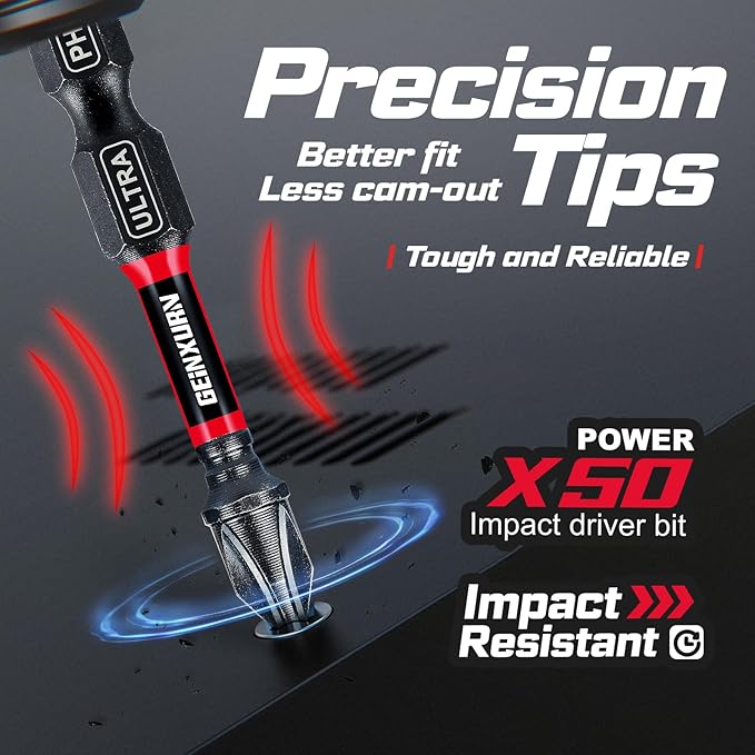 47Pieces Impact Screwdriver Bits Set, Magnetic S2 Steel 1” Phillips/Square/Torx/Slotted/Hex/Security Torx Bits Tips,Impact Bit Holder with Pink Storage Box Case