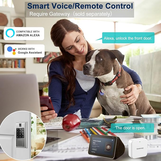 Smart Locks for Front Door with Lever Handle Set, Keyless Entry Door Lock, Fingerprint & App Control, Touchscreen Keypad Deadbolt, Auto Lock, Satin Nickel