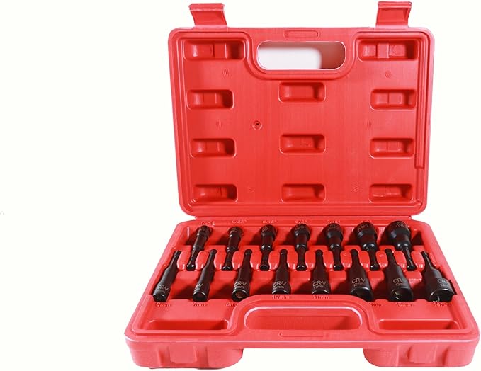 15PCS Magnetic Nut Driver Set,Impact Power Hex Nut Driver Drill Bit Master Kit, SAE & Metric, 1/4-Inch Quick-Change|Cr-V Steel