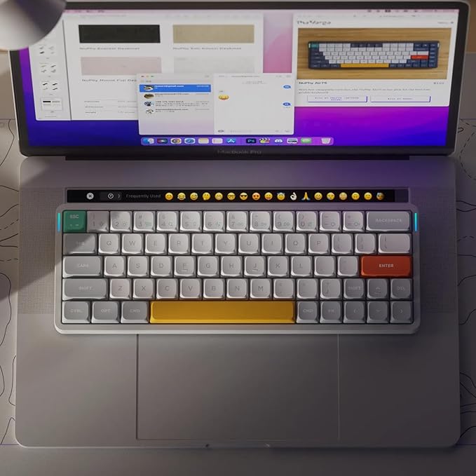 nuphy Air60 V2 Portable Wireless Keyboard 60% Low Profile Mechanical Keyboard Support QMK/VIA Compatible with Windows/mac OS/Linux Supports Bluetooth 5.1/2.4GHz/USB-C White-Gateron Wisteria Switch