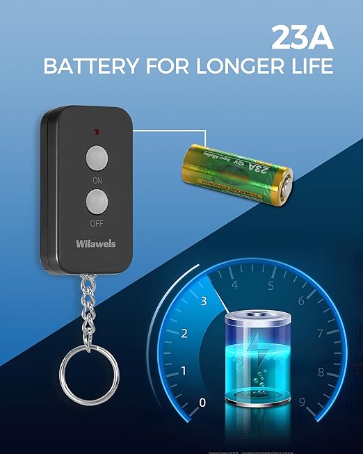 Remote Control Outlet Plug Wireless On Off Power Switch, Black Remote Light Switch Wireless for Lamp, Light, Fan, Programmable, Portable, 100ft RF Range, FCC Certified, Battery Included H02RC1106