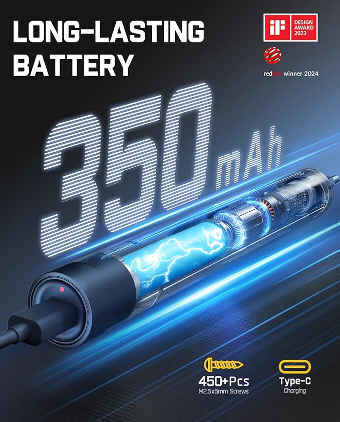 Fanttik E1 Max Electric Screwdriver, Mini Precision Screwdriver Set, 50 Magnetic Bits, Magnetic Storage, 5/32‘’Hex, Repair Tool Kit for Electronics Phone Camera Laptop Watch (Silver)