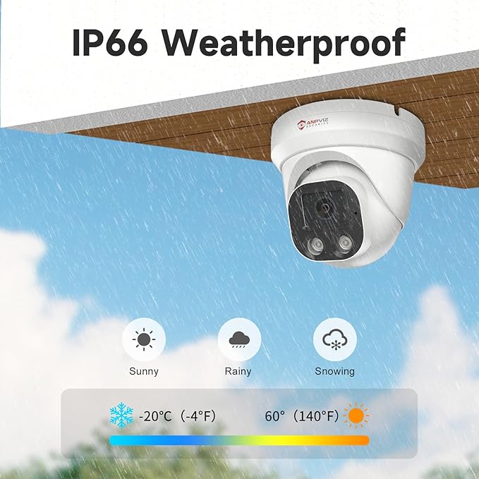 Anpviz 4MP PoE IP Camera, Turret Security IP Camera Outdoor Indoor, AI Human Motion Detection, Smart Dual Light Color Night Vision, Built-in Mic, 2.8mm Lens, IP66 Waterproof, NDAA Complaint (U Series)
