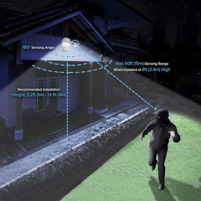 SANSI LED Outdoor Motion-Activated Security Lights, 27W (200W Equiv.) 2700lm, 5000K Daylight, Waterproof Flood Light with Adjustable Head, 5 Year Warranty, White