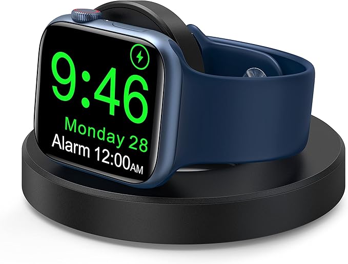 Upgrade Charging Stand for Apple Watch, Magnetic Wireless Foldable Watch Charger Stand with Charging Cord, Supports Nightstand Mode, Compatible with iWatch Series10 9 8 7 SE 6 5 4 3 2/Ultra 2-Black