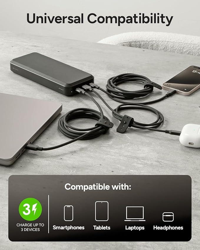 Mophie Powerstation Laptop Prime27-27,000mAh Portable Power Bank with 60W USB-C PD Fast Charging, Multi-Device, LED Indicator, Eco-Friendly, Type-A, USB-C Compatible