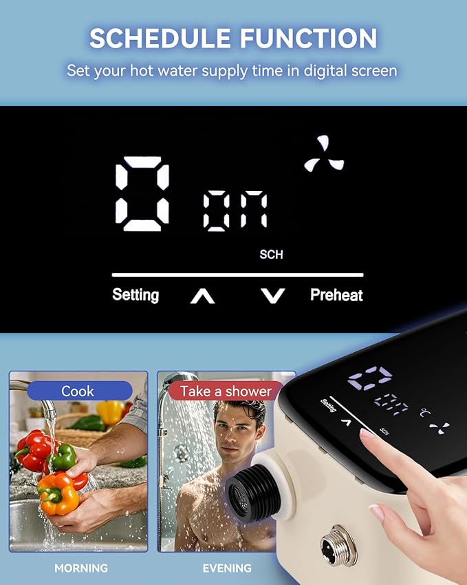 Smart Instant Hot Water Recirculating Pump Kit with Built-in Thermostat Digital Timer Under Sink Water Circulator Pump Recirculating System for Tank Water Heaters