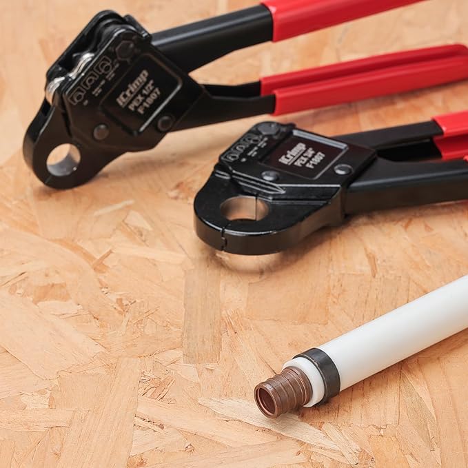 iCrimp IWS-1807CE PEX Crimping Tool Kit c/w Angle 1/2'' & 3/4'' PEX Crimpers and PEX Tubing Cutter for F1807 PEX Crimp Fittings and Copper Crimp Rings
