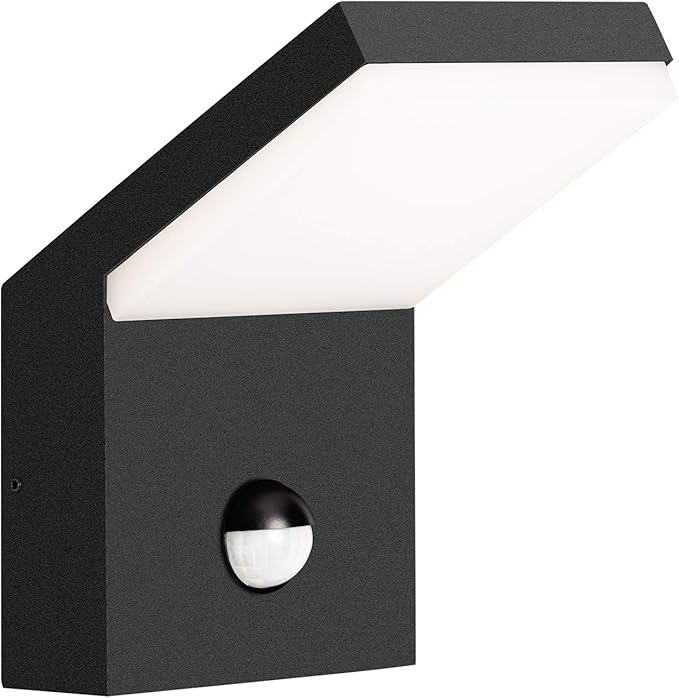 Wall Light Outdoor LED Mount Lamp Wall Sconce Lighting with Motion Sensor Lantern Fixture Black Aluminum Lights for Porch Front Door Garden Yard Patio Waterproof 18W 1800Lm 3000K