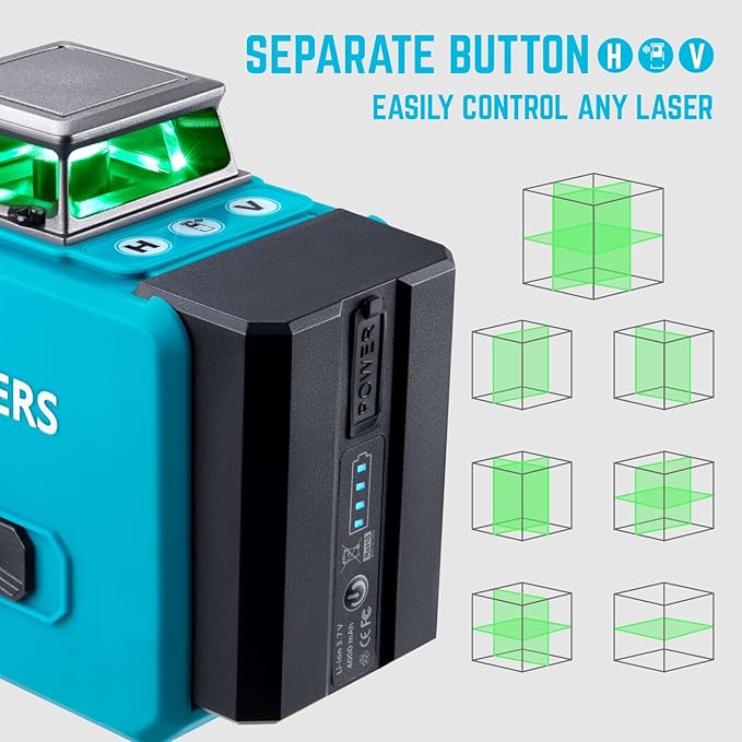 KEZERS Laser Level with Tripod,3 x 360 Self Leveling Laser Leveler tool for Picture Hanging,Construction,Remote Controller,Rechargeable Battery,Carry Pouch Included