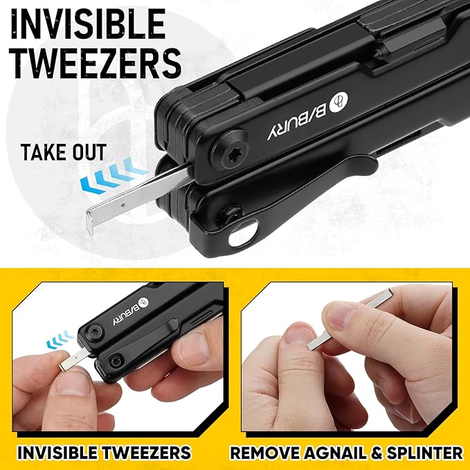 BIBURY Mini Multitool Pliers BI2051AB, Mini EDC Multi Tool with Pocket Clip for Outdoor Survival, Anniversary Birthday Gifts for Men and Women, Gifts for Dad Husband Boyfriend, Essential EDC Gear Tool