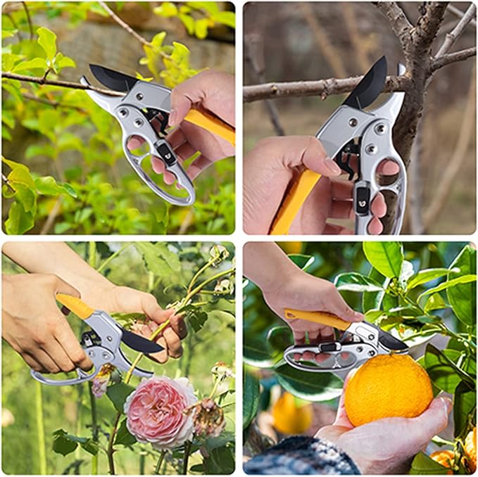 Ultra Sharp Germany Steel Pruning Shears - Cuts 3X Easier, Weak Hand Arthritis Snips, Rust-Resistant, Effortlessly 1-Inch Cut Capacity Garden Scissors, Ergonomic Handle