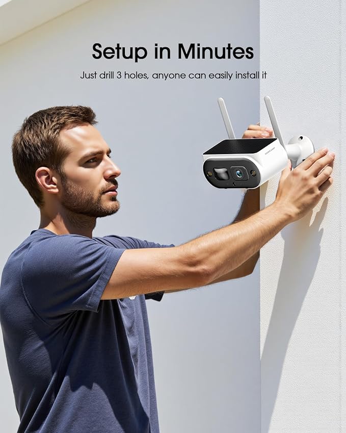 Camcamp Solar Camera Outdoor Wireless with 10" Monitor, 4MP Home Security Camera System, Solar-Powered, Color Night Vision, 10CH Expandable, 500GB Local Storage for Surveillance, 2.4 & 5GHz WiFi