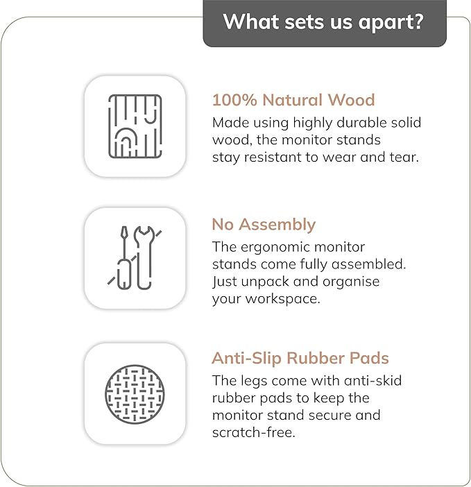 Anji Mountain Wood Monitor Stand Riser Desk Desktop Organizer Table for Home, Office Workspace, Laptop Riser, Ergonomic Design Stand for Gaming Setup, Walnut