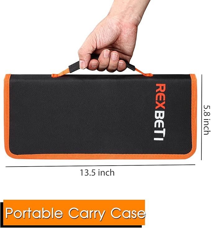 REXBETI 25Pcs Metal File Set, Premium Grade T12 Drop Forged Alloy Steel, Flat/Triangle/Half-round/Round Large File and 12pcs Needle Files with Carry Case, 6pcs Sandpaper, Brush, A Pair Working Gloves