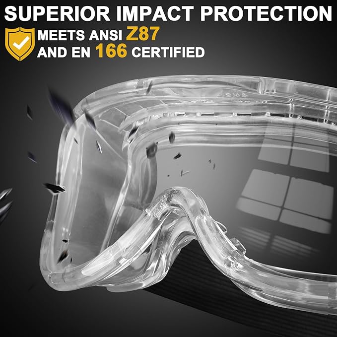 OXG 6 Pack Protective Safety Goggles Anti-Fog, Adjustable Chemical Splash Eye Protection Science Lab Goggles for Women Men