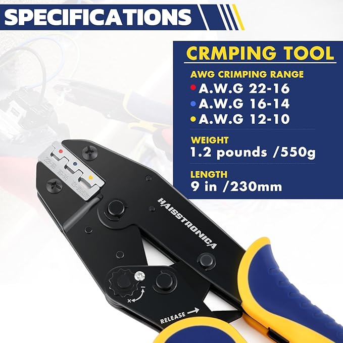haisstronica 330PCS Marine Grade Heat Shrink Butt Connectors Set, 22-10 AWG (3Colors/3Sizes), with 9" Heat Shrink Crimping Tools and Organizer